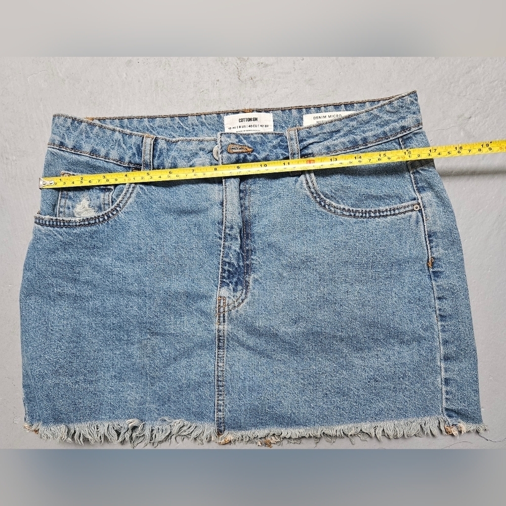 Cotton-On Sz 8 Denim Micro Mini Recycled Cotton Pocket Skirt Preppy Y2K Style . - Picture 6 of 7